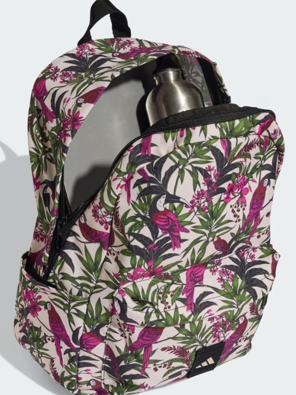 Adidas Floral Tropical Parrot Backpack - Pink & Green on Cream - Picture 7 of 13